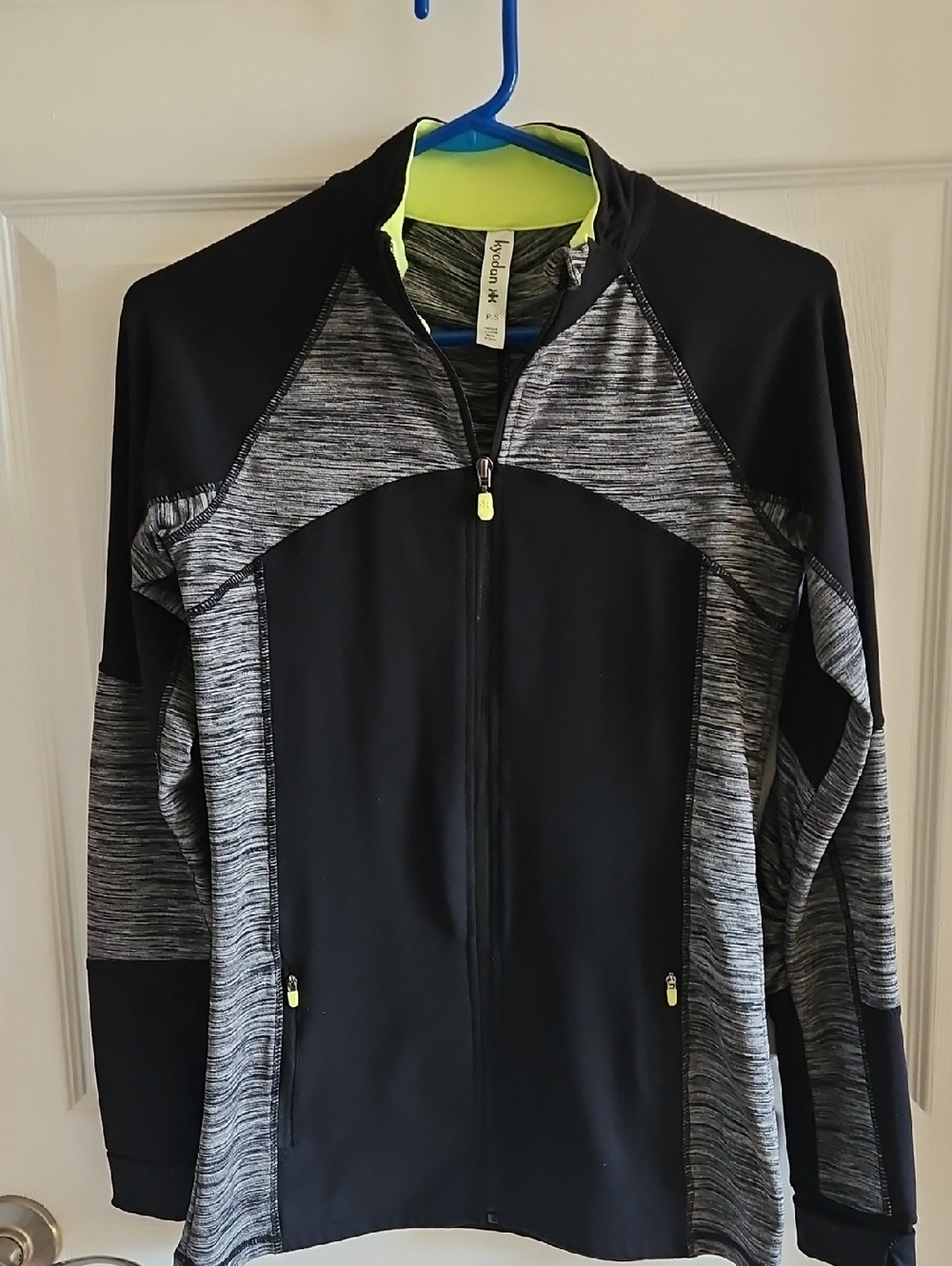 Kyodan Black Heather Gray Zip-Front Athletic Jacket with Neon Green Trim